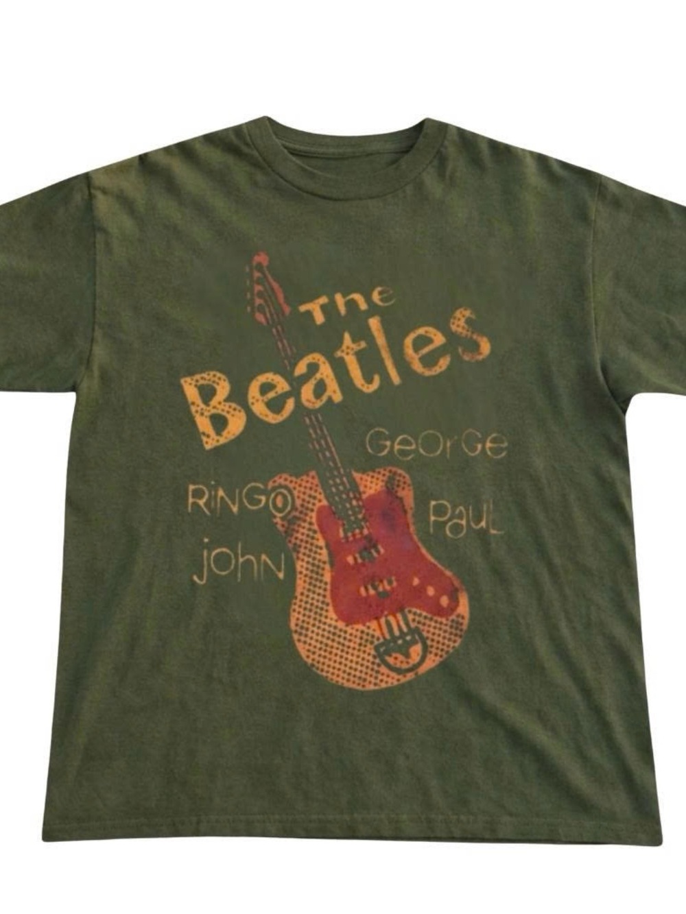 The Beatles Graphic Tee - Green with Red Guitar